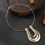 Triple Oval Hoop Choker – Satin Finish Statement Necklace with Diamond Shine