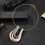 Triple Oval Hoop Choker – Satin Finish Statement Necklace with Diamond Shine