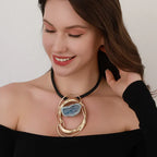 Blue Agate Abstract Pendant Necklace