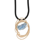 Blue Agate Abstract Pendant Necklace