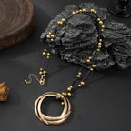 エレガントなデイリーローズゴールドとシルバーのツートンマルチレイヤーティアドロップダングルイヤリングレディース