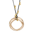 Gold Interlocking Circle Pendant Necklace with Beaded Accents