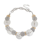 Mixed Metal Disc Statement Necklace with Adjustable Chain