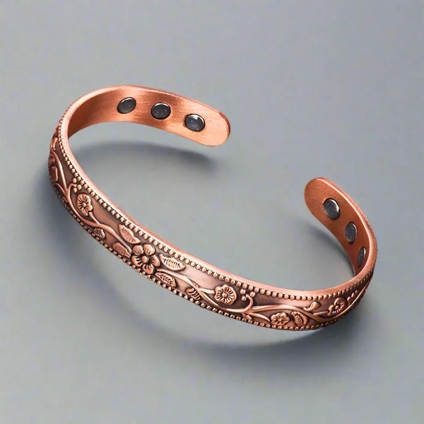Unisex Stamped Native Magnetic Copper Bracelet Cuff