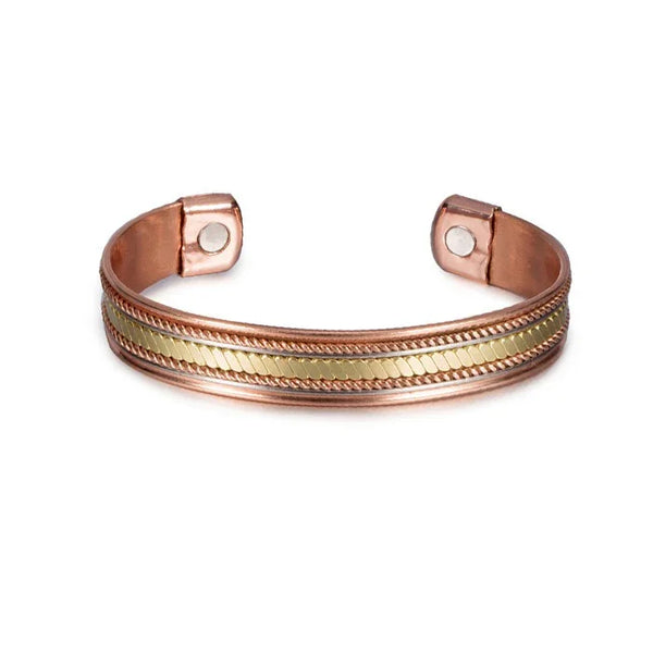 Magnetic Copper Cuff: Curb Chain Inlay - Unisex Therapy