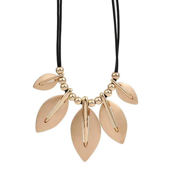Elegant Artistic Gold Leaf Necklace for Women