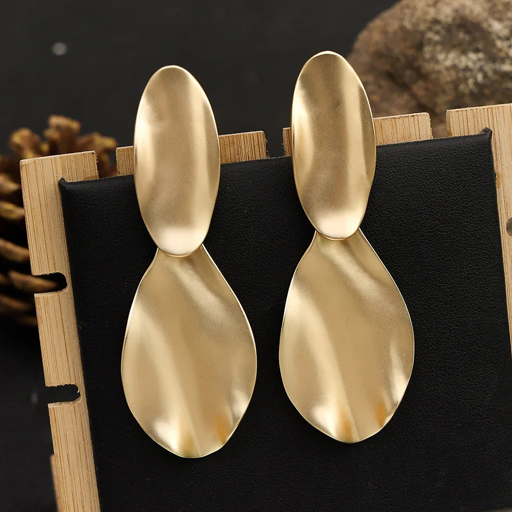 Matte Gold Silver Geometric Harmmered Clip On Earrings for Women Long Tear Drop Clip【buy 1 get 1】 - CIVIBUY