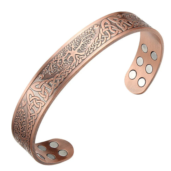 Stamped Viking Magnetic Copper Bracelet Cuff for Unisex