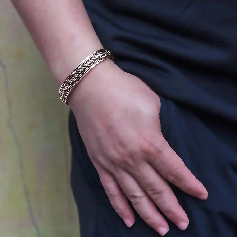 Magnetic Viking Cuff: Nordic Stamped Design - Wellness