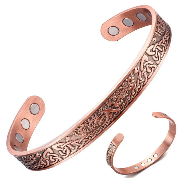 Healing Floral Copper Bracelet – Magnetic Therapy Bangle for Women