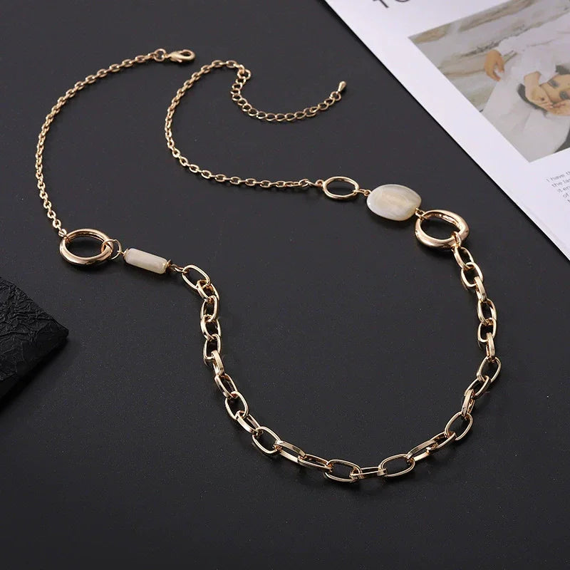 Wholesale Long Gold Chain Necklace – Geometric Statement Collar Long Necklace 
