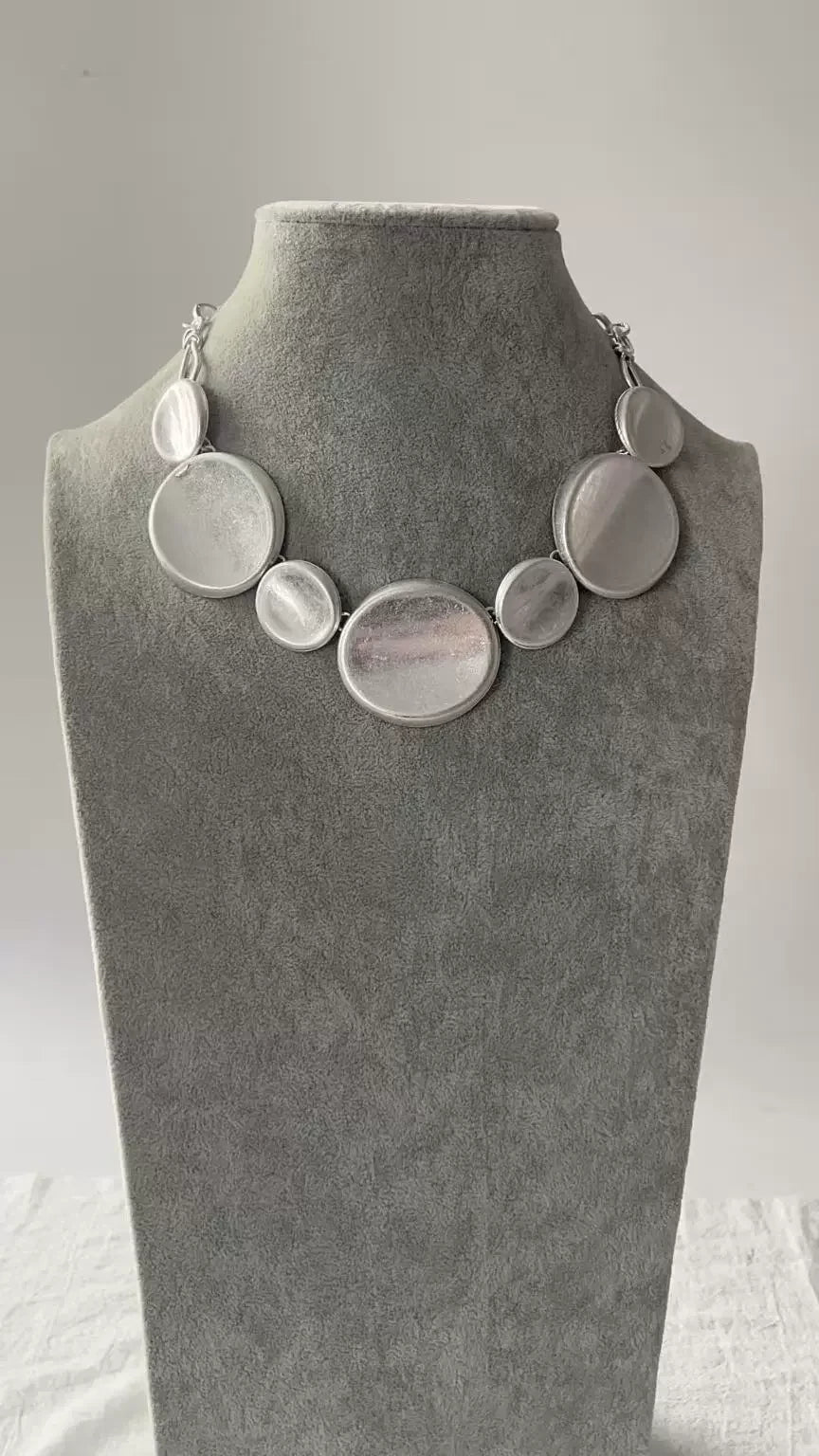 Minimalist Layered Necklace Set  Zinc Alloy Geometric Disc Earring+Pendant set for Women