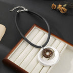 Necklace Women Chain Double Circle Round Pendant