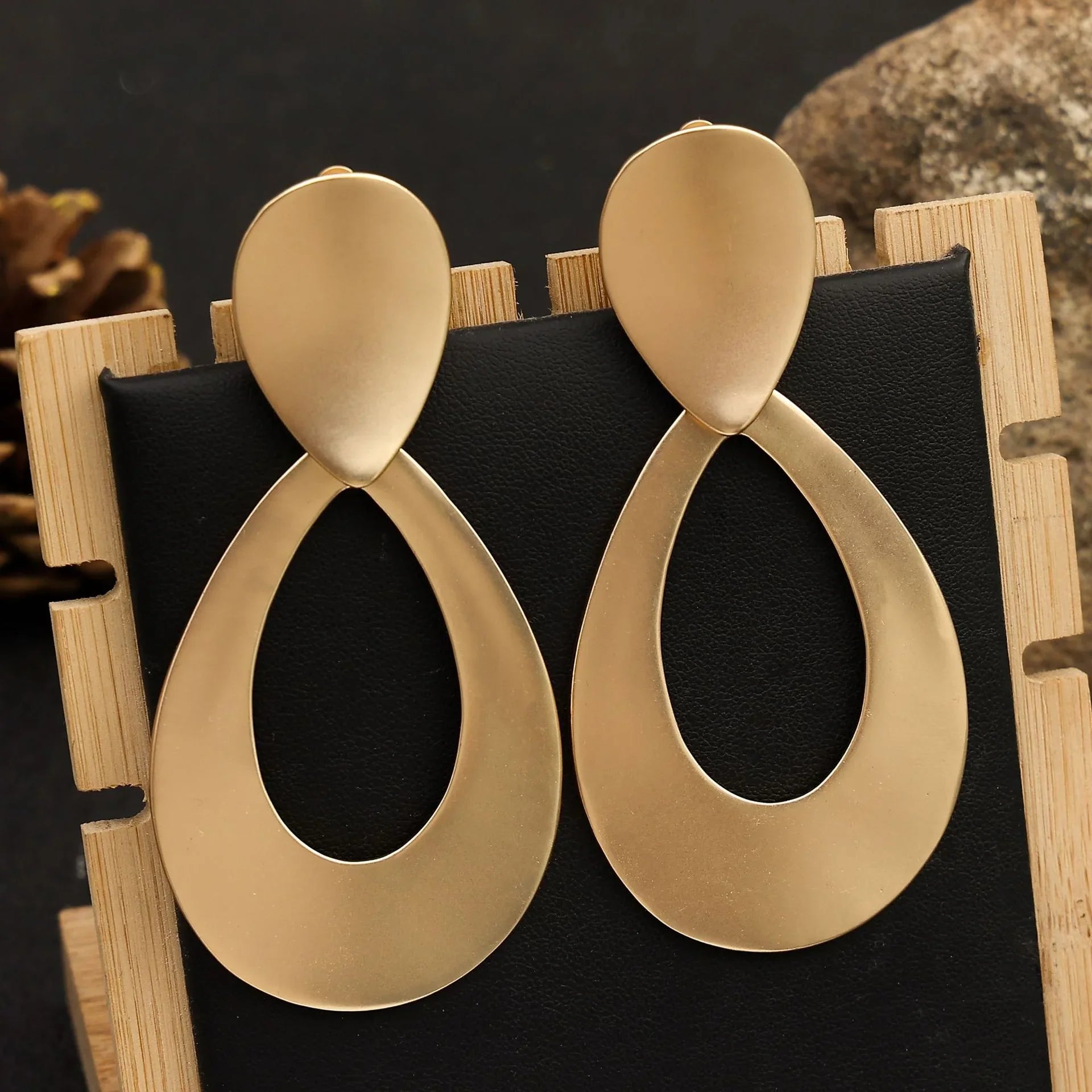 Matte Gold Silver Geometric Harmmered Clip On Earrings for Women Long Tear Drop Clip【buy 1 get 1】 - CIVIBUY