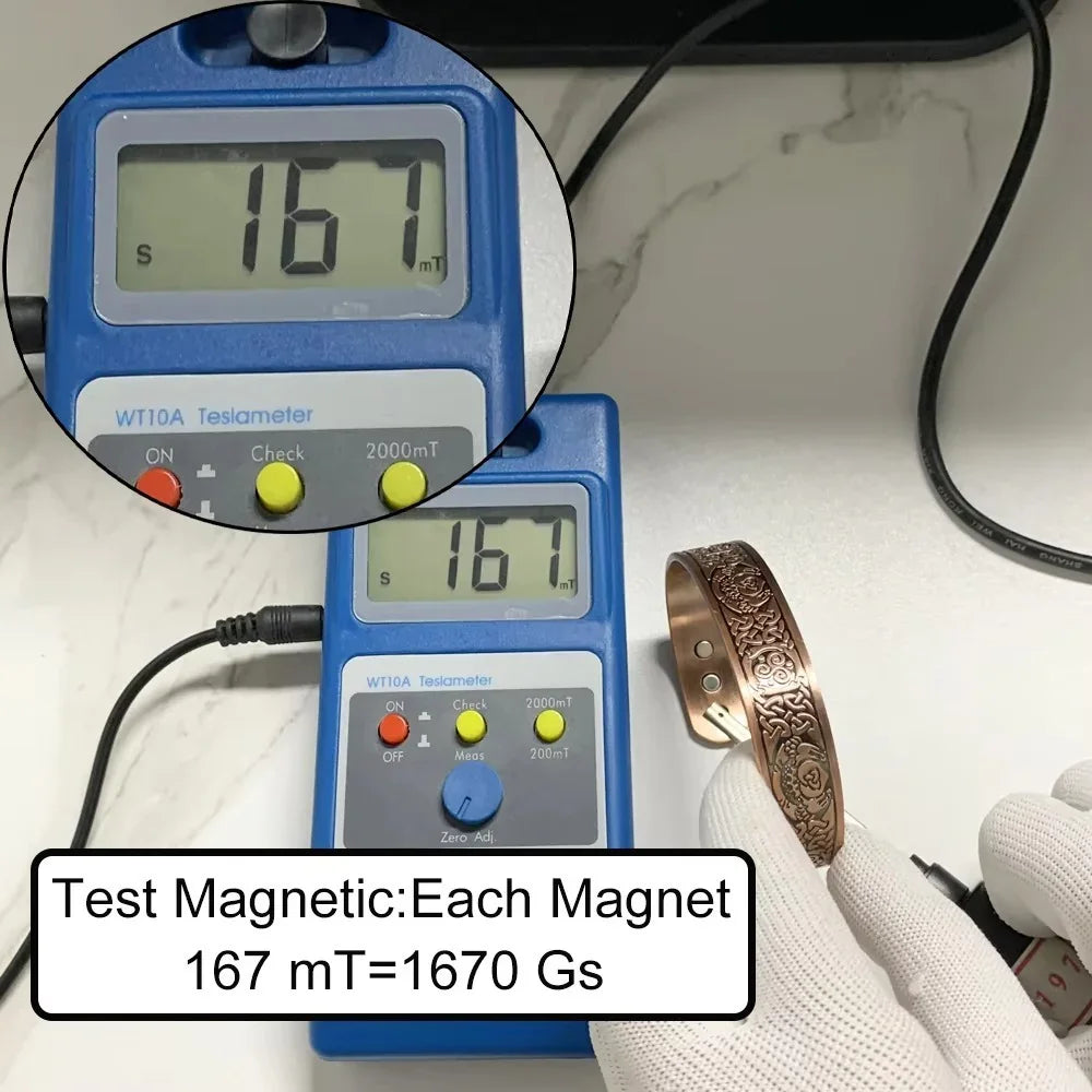 Viking Magnetic Copper Bracelet: Stamped Nordic Design