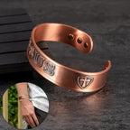 Handmade Stamped Jesus Bracelet Pure Copper with Healing Magnets For Unisex