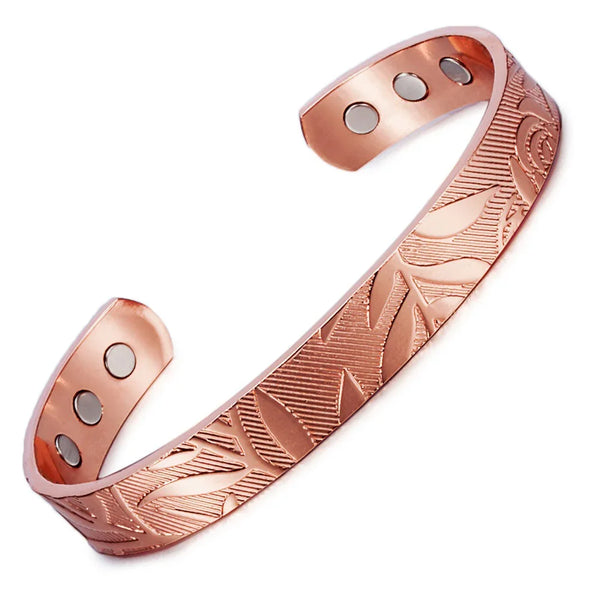 Elegant Women’s Copper Bracelet – Floral Magnetic Therapy Bangle