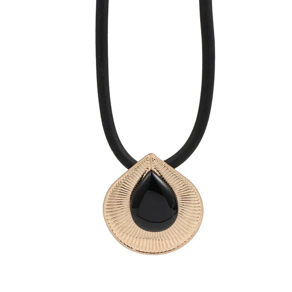 Elegant Artistic Vintage Black Gold Pendant Necklace