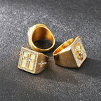 スピナーリング ゴールドメッキ ラインストーン CZ ウェディング 婚約 バンドリング メンズ レディース 8mm スピナーリング