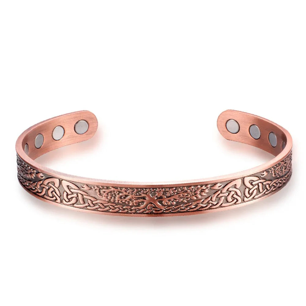 Healing Floral Copper Bracelet – Magnetic Therapy Bangle for Women