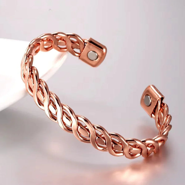Handcrafted Stamped Viking Magnetic Copper Cuff Unisex Design