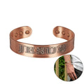 Handmade Stamped Jesus Bracelet Pure Copper with Healing Magnets For Unisex