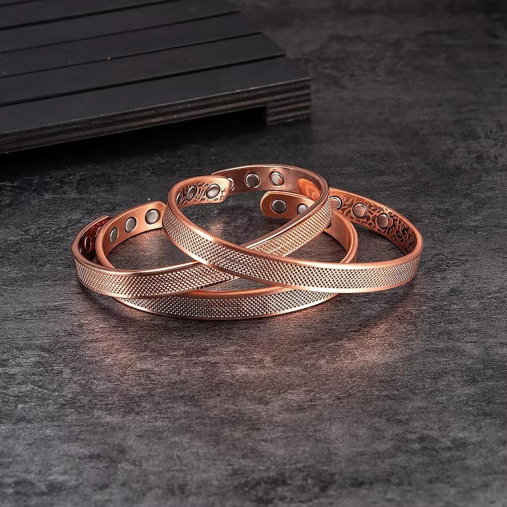 Curb Chain Copper Cuff: Magnetic Therapy - Unisex Design