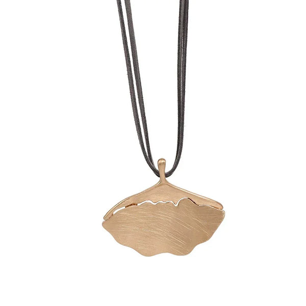 Gold Leaf Pendant Necklace Boho Statement Jewelry for Women