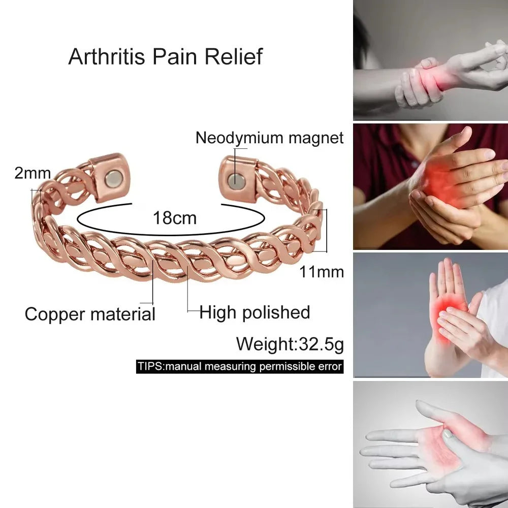 Handcrafted Stamped Viking Magnetic Copper Cuff Unisex Design