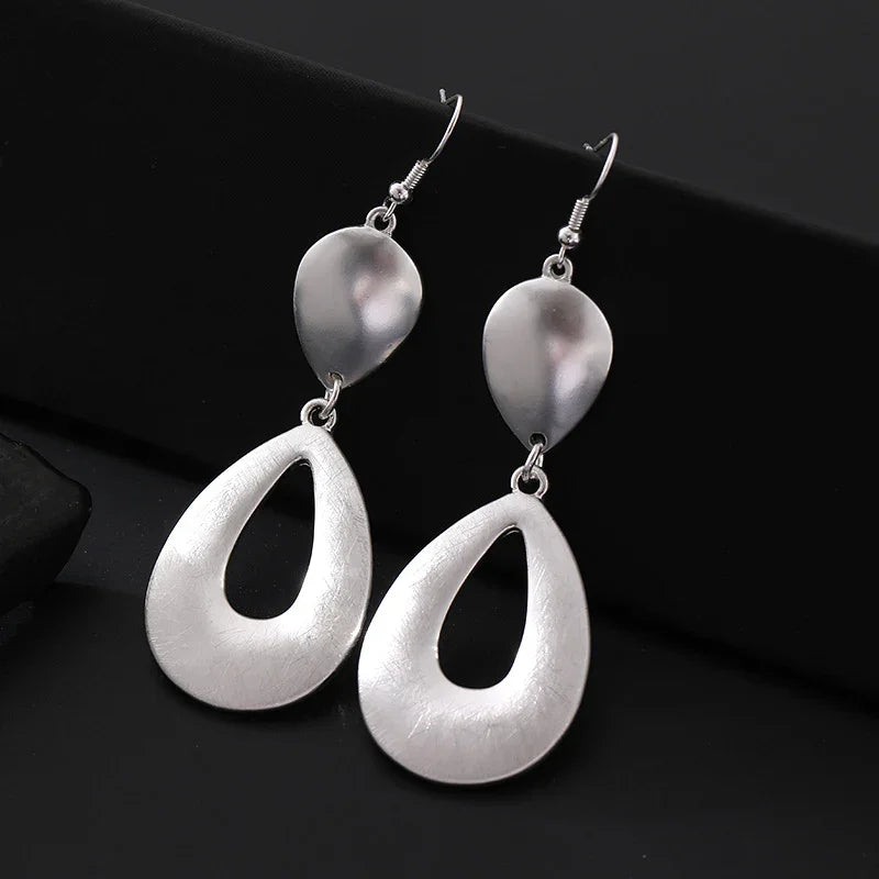 Matte Gold Silver Geometric Harmmered Clip On Earrings for Women Long Tear Drop Clip【buy 1 get 1】 - CIVIBUY