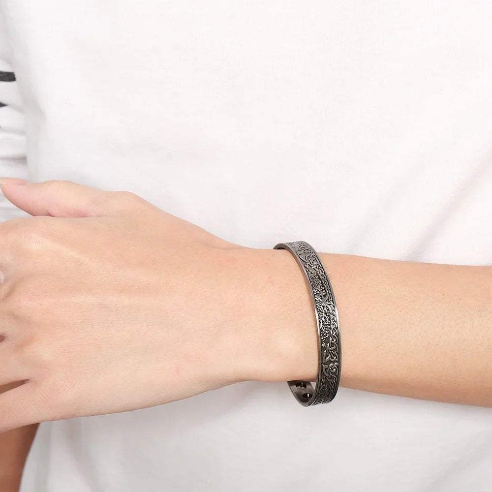 Healing Floral Copper Bracelet – Magnetic Therapy Bangle for Women