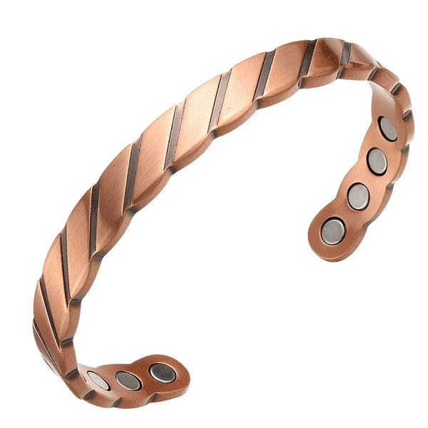 Premium Copper Magnetic Bangle – Floral Design & Therapy Benefits