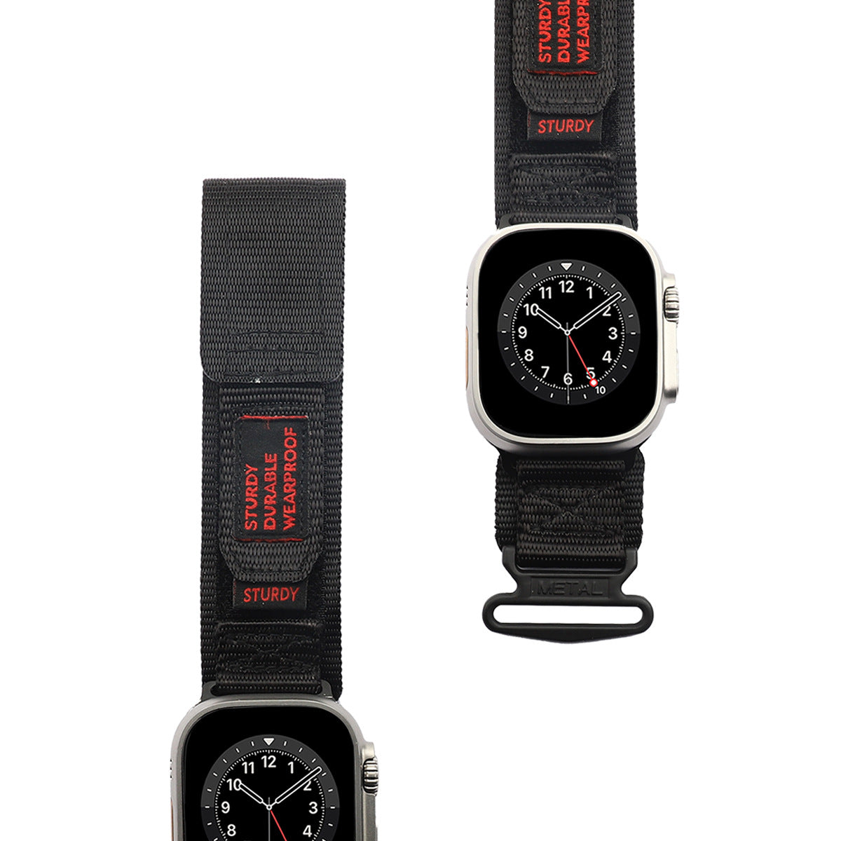Rugged Velcro Nylon Sport Apple Watch Starp for iwatch Series 8/7/6/5/4 SE for Men【2pack】】 - CIVIBUY
