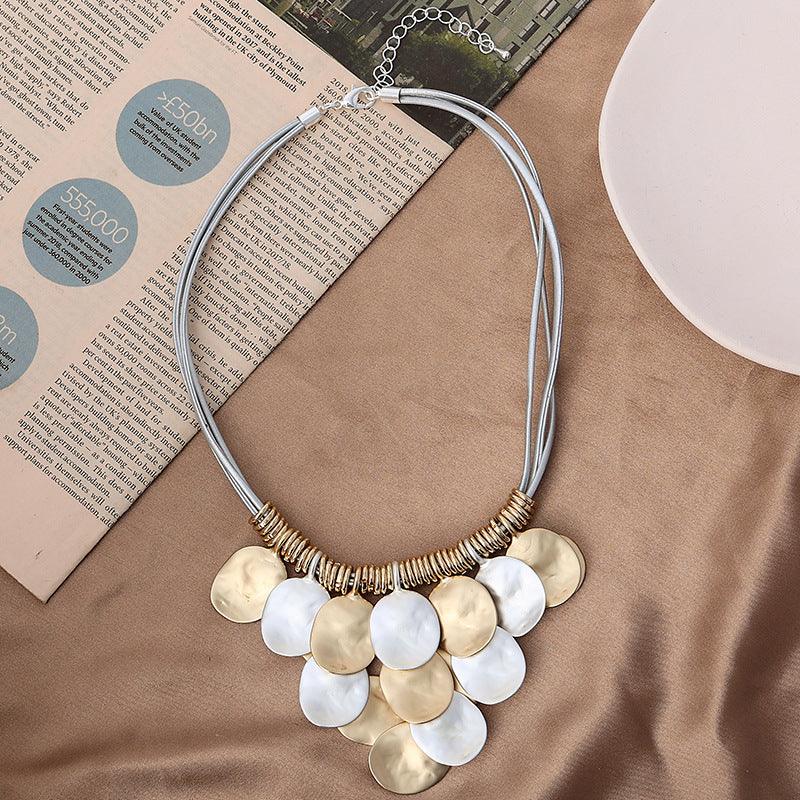 Finished Gold Color Silver Colored Circle Charms Necklace Gift for Women - CIVIBUY
