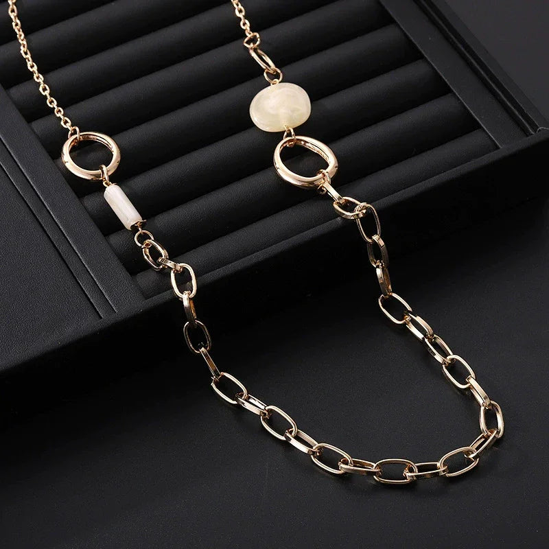 Wholesale Long Gold Chain Necklace – Geometric Statement Collar Long Necklace 