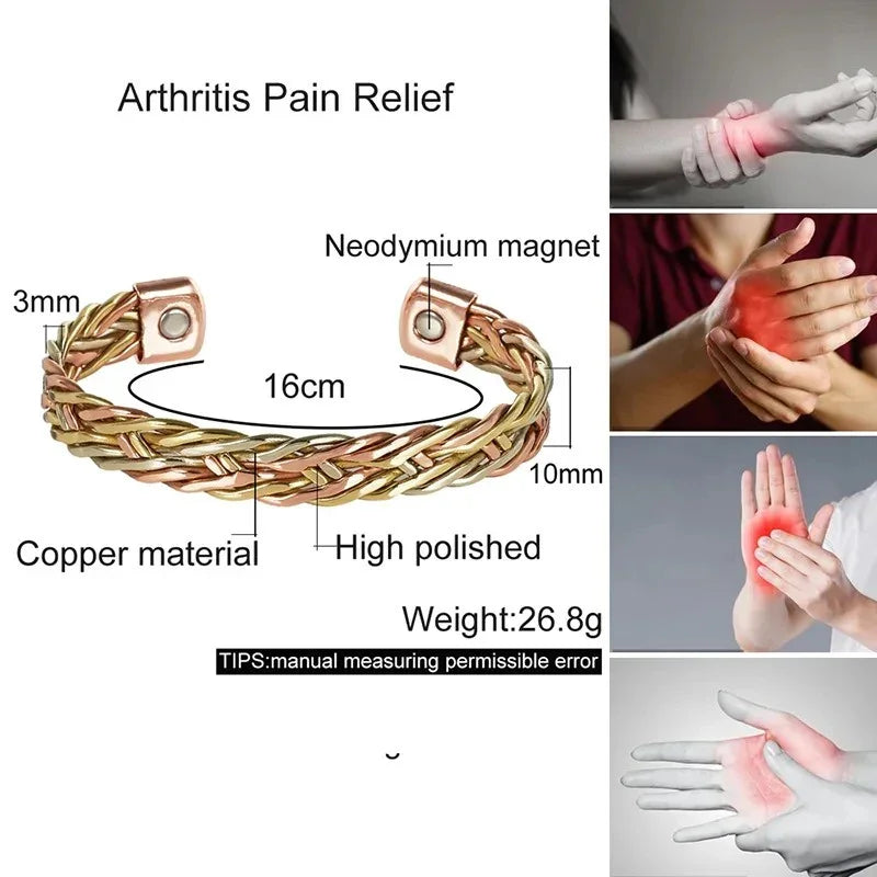 Pure Copper Magnetic Therapy Cuff Bracelet- Unisex Design