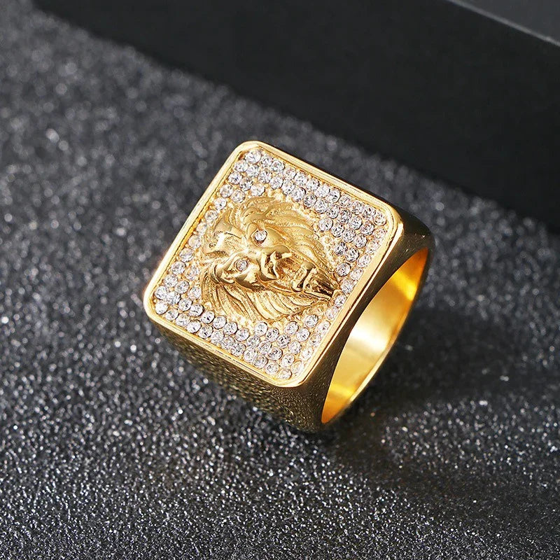 スピナーリング ゴールドメッキ ラインストーン CZ ウェディング 婚約 バンドリング メンズ レディース 8mm スピナーリング