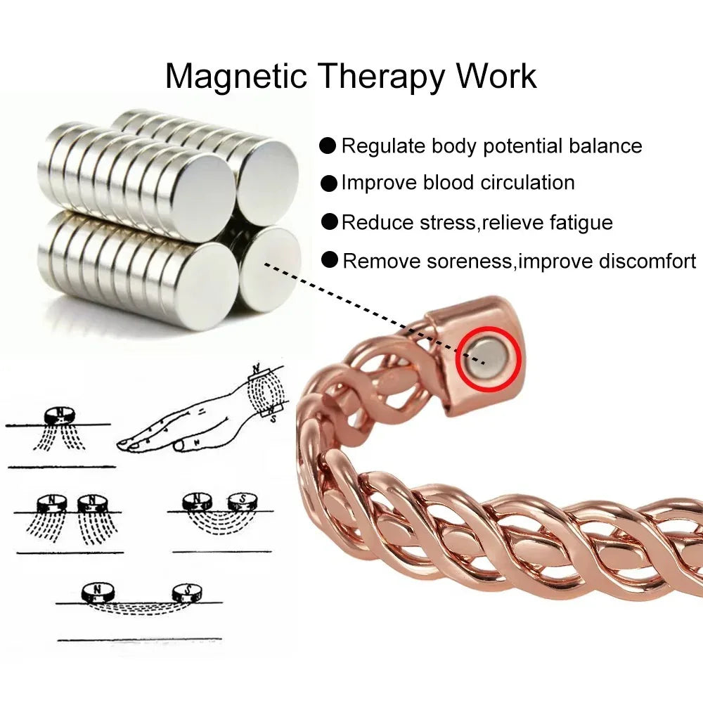 Handcrafted Stamped Viking Magnetic Copper Cuff Unisex Design