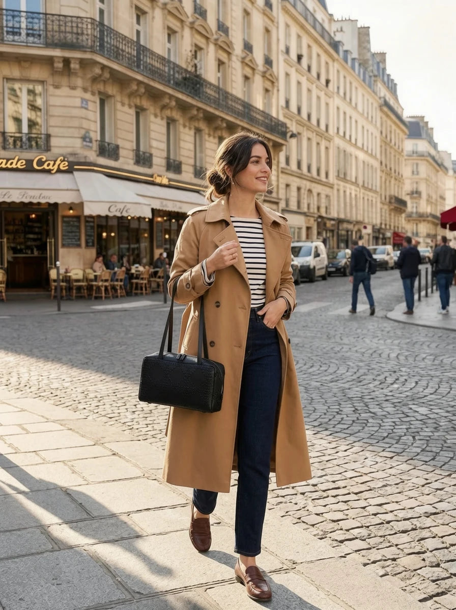 Premium Leather Bowling-Style Tote – Brown, Work & Casual Bag