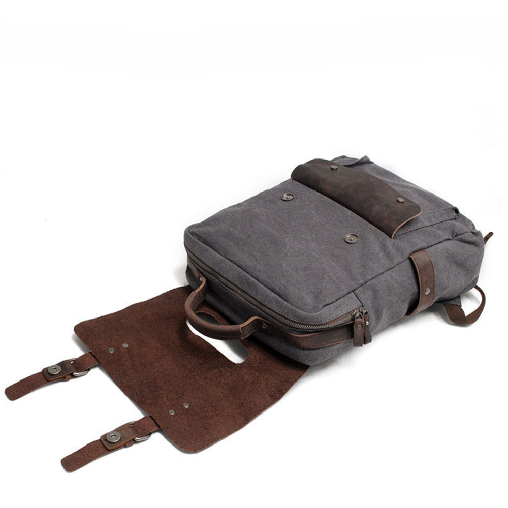 Personalized Waxed Canvas Backpack - Stylish Leather Laptop Rucksack, Waterproof Travel & Work Bag