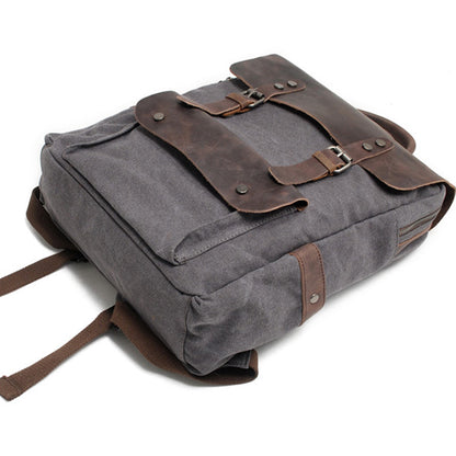 Personalized Waxed Canvas Backpack - Stylish Leather Laptop Rucksack, Waterproof Travel & Work Bag