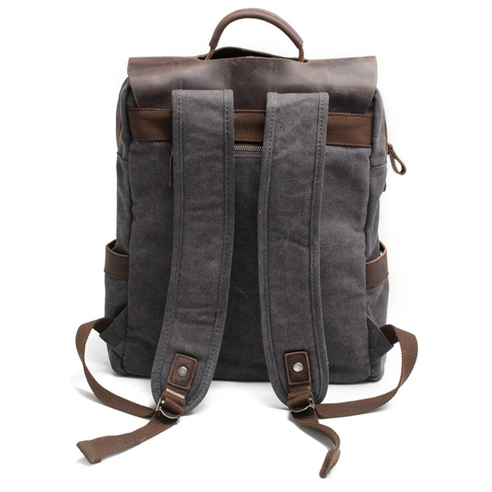 Personalized Waxed Canvas Backpack - Stylish Leather Laptop Rucksack, Waterproof Travel & Work Bag