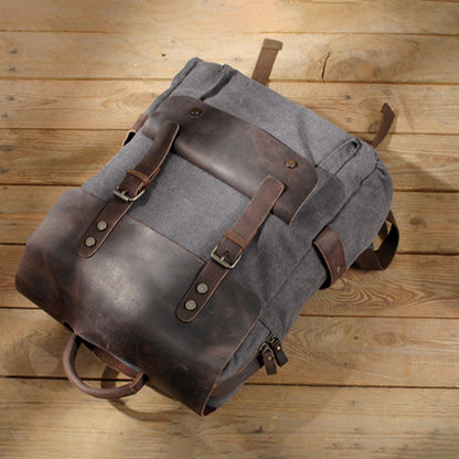 Personalized Waxed Canvas Backpack - Stylish Leather Laptop Rucksack, Waterproof Travel & Work Bag