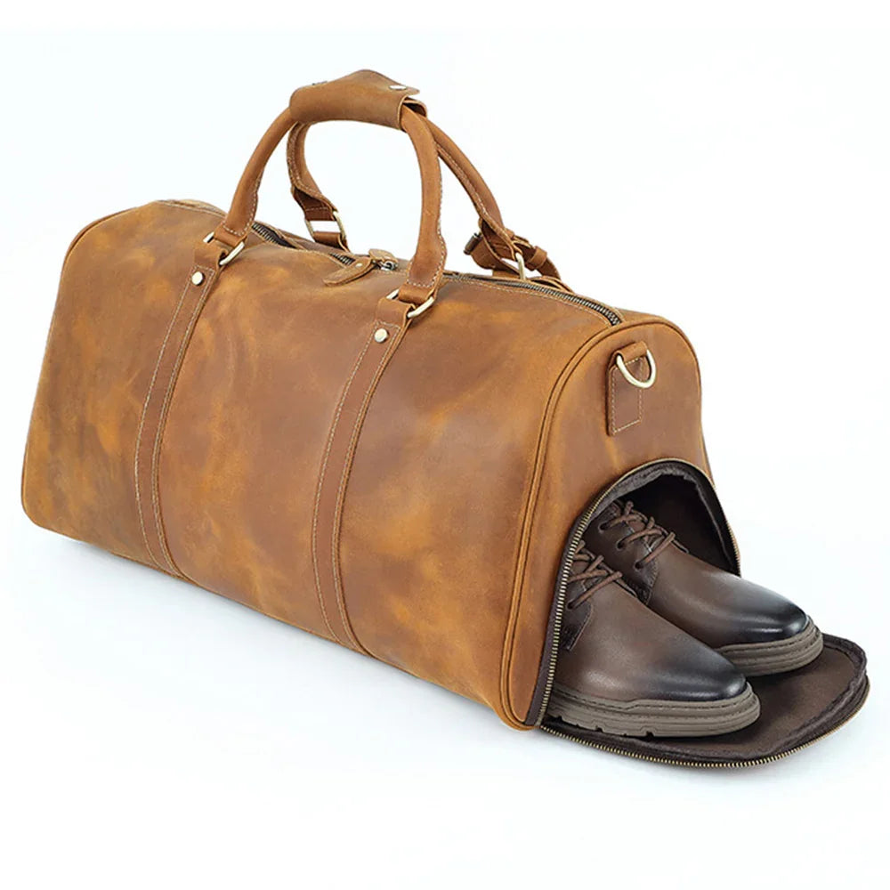 20インチ レザーダッフルウィークエンダートラベルバッグ（フルグレインカウハイドレザー使用） 
