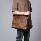 Office Work Bag Leather Travel Messenger for Men