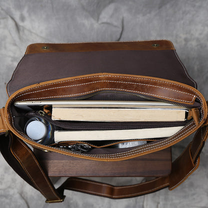 Genuine Leather Laptop Bag Work Bag Leather Travel Messenger for Men