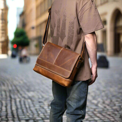 Office Work Bag Leather Travel Messenger for Men