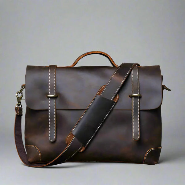 Genuine Leather Briefcase Messenger Bag Vintage Shoulder Satchel Laptop Bag