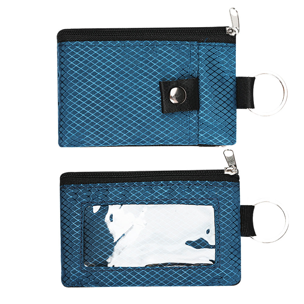 RFID Blocking Zip ID Wallet: Compact, Water-Resistant with Lanyard for Travel