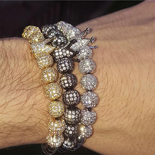 Luxury Cz Imperial Crown Braided Sparkle Bracelet King Cystol Ball Braclet